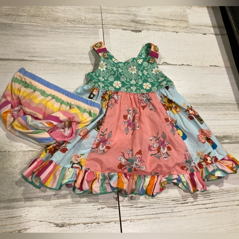 Matilda Jane Pink Blue It's A Tie Dress Girls Brilliant Daydream Multi Print